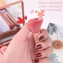 Jnlvariedades Mini Kit de Maquiagem: Pincéis + Espelho Portátil