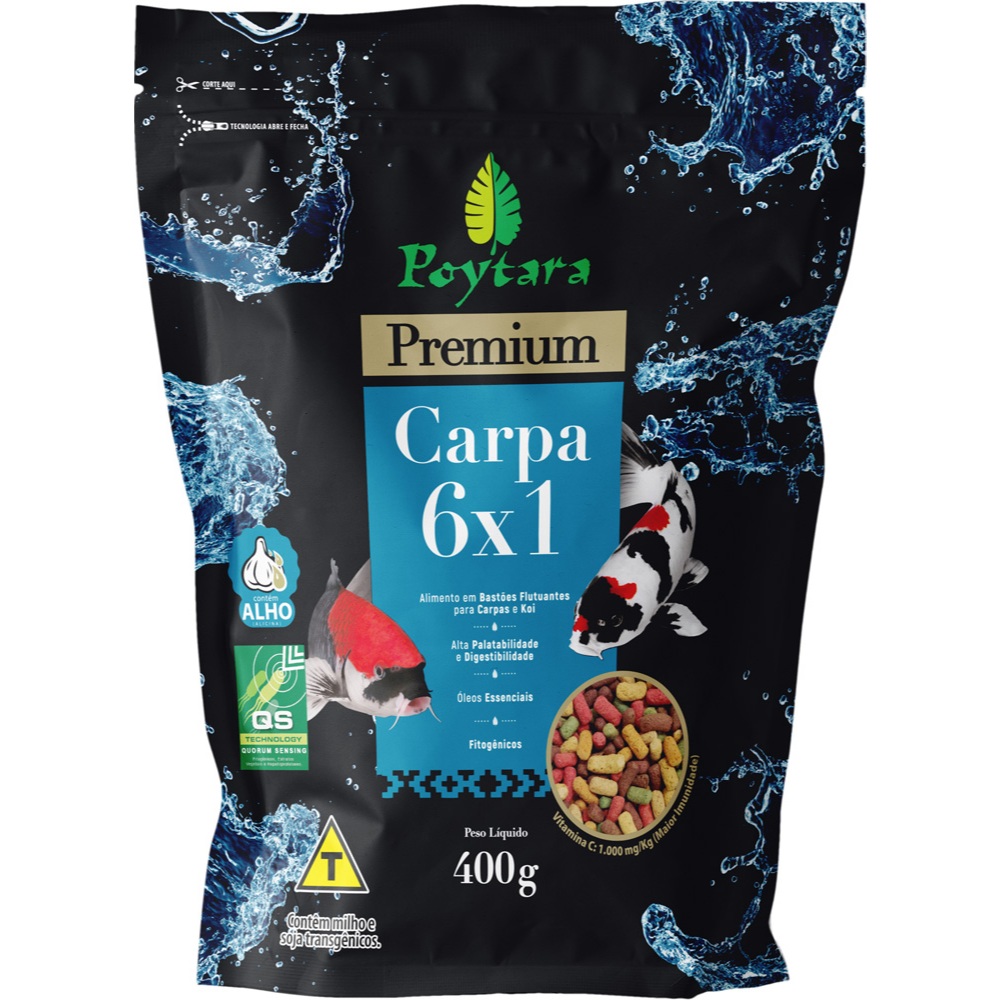 Ração Poytara Carpa 6x1 400g