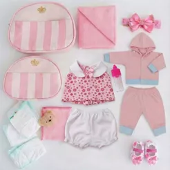 Enxoval Bebê Reborn Menina Bolsa Mãe e Filha Mamãe Reborn - Veste de 45 a 50cm!