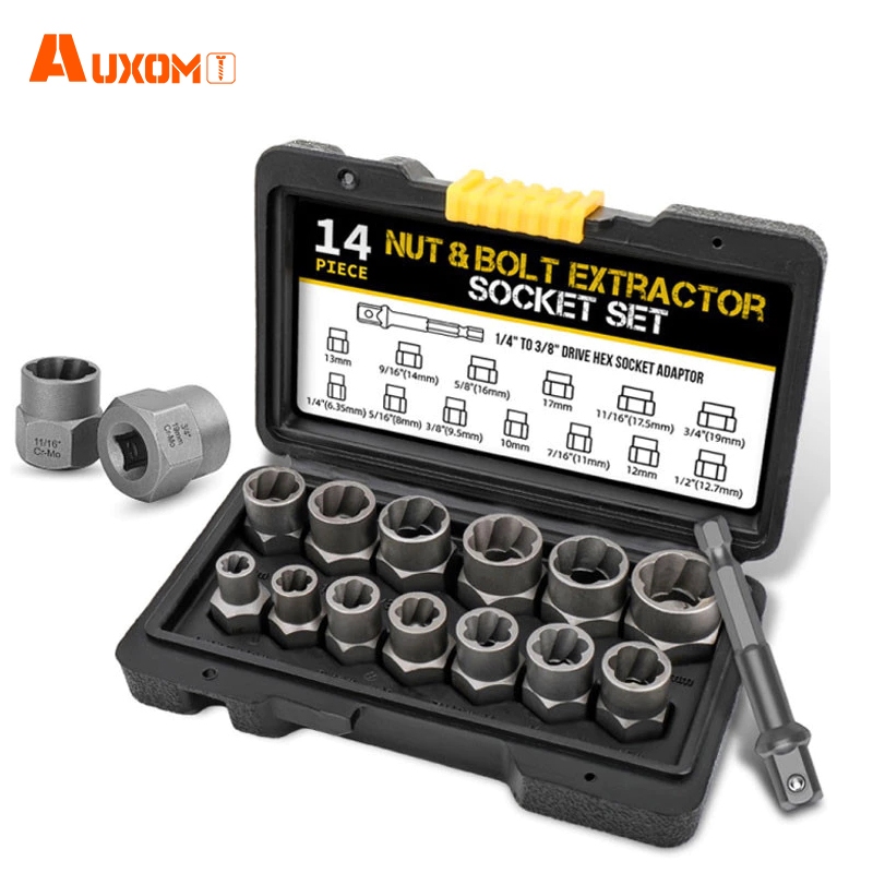 AUXOM Kit Extrator de Parafuso Quebrado 14 Peças - Para Parafusos e Porcas Danificados e Enferrujados em Oferta na Shopee