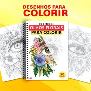 Livro de colorir Olhos Florais 50 páginas em Oferta na Shopee