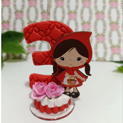 Vela de Aniversário da Chapeuzinho Vermelho para Decoração de Festa Infantil /Pronta Entrega