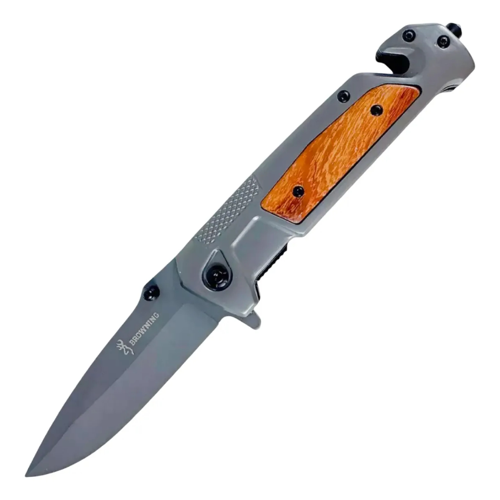 Canivete Browning Tático Semi Automático Caça Pesca Camping