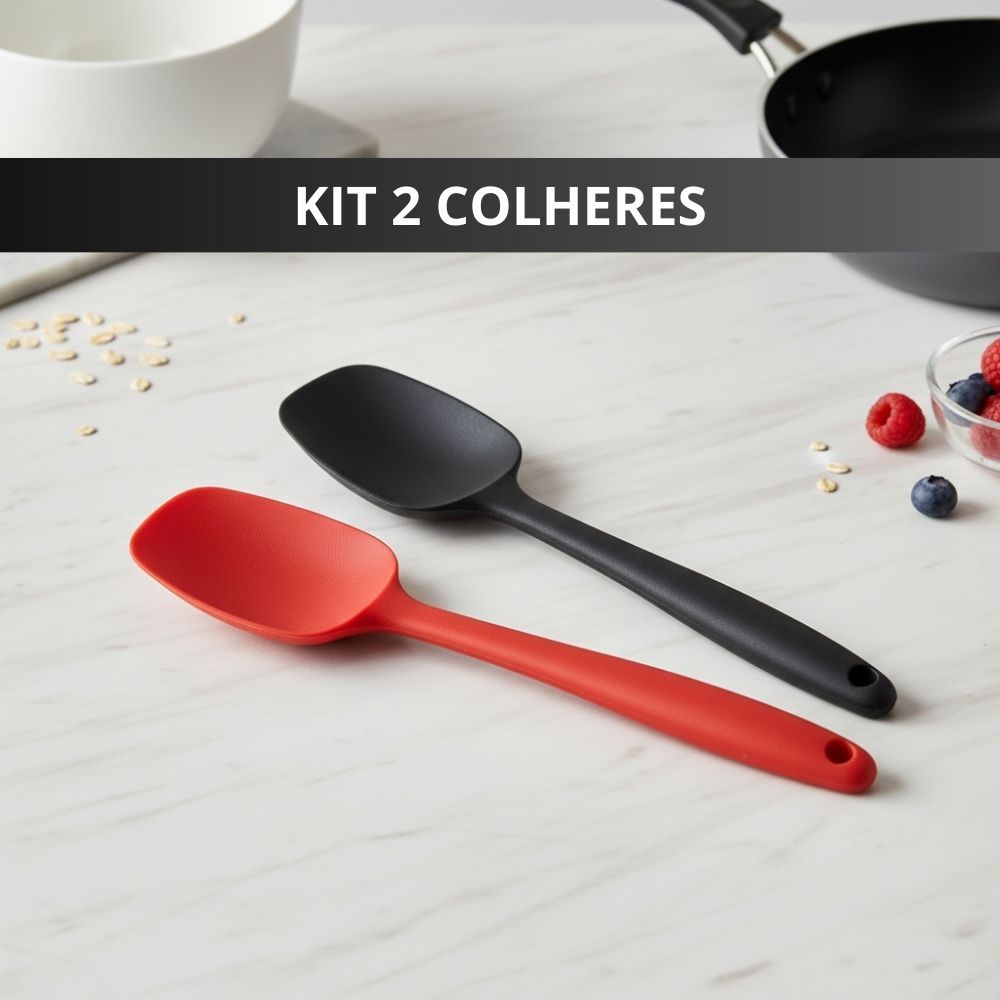 Kit 2 Colheres De Arroz Silicone Maciço Não Riscam Panelas Espátula em Oferta na Shopee