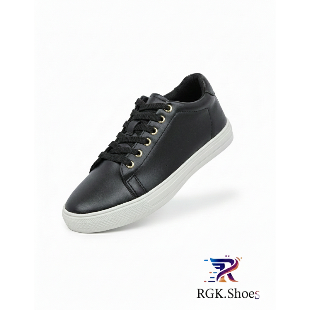 Tênis Casual Feminino Preto RGK Confortável Sapatênis Leve Macio Dia a Dia Trabalho Escola Caminhada Academia Oferta Top