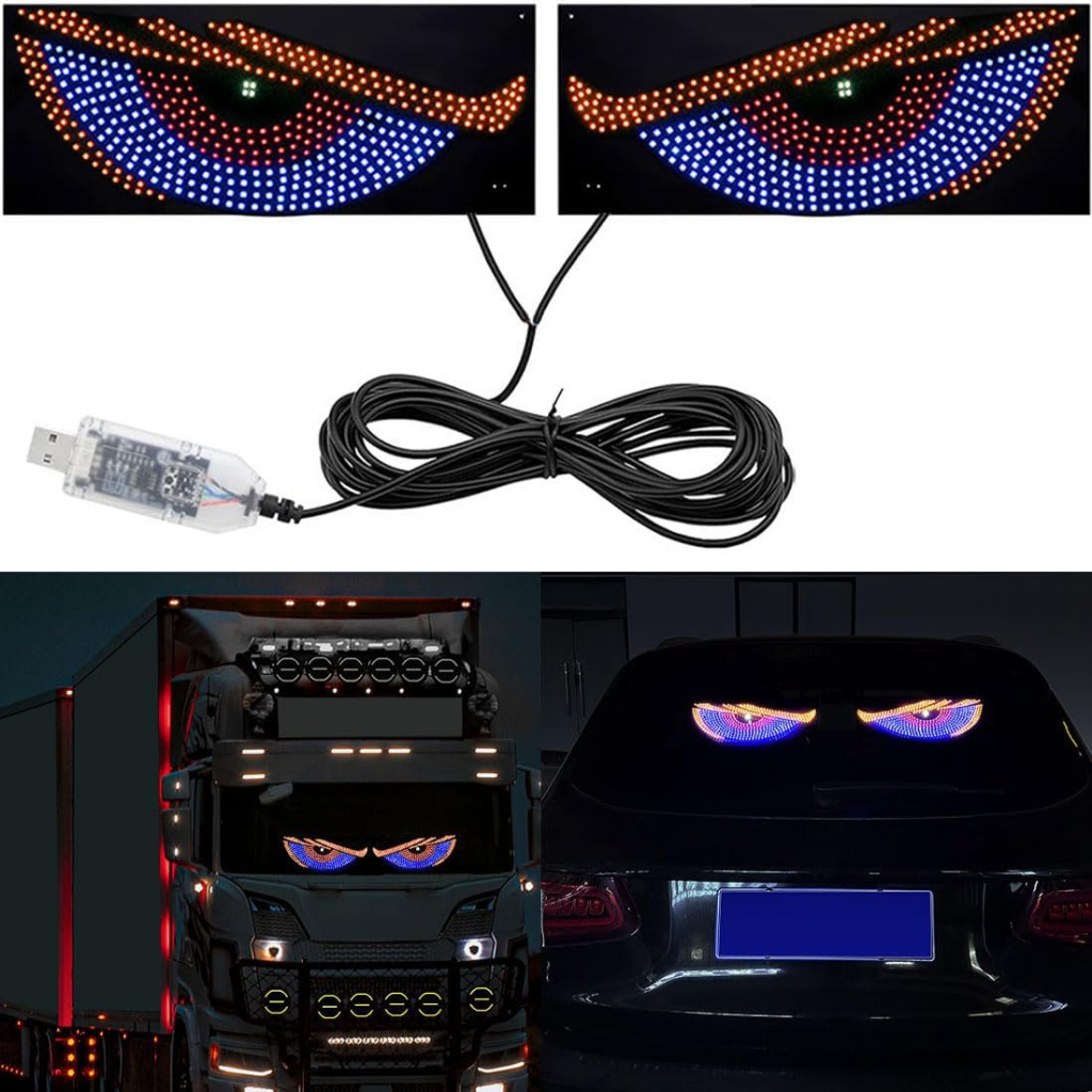 LED Flexível Olho do Demônio Dinâmico para Carro - 11 Modos com Controle Remoto em Oferta na Shopee