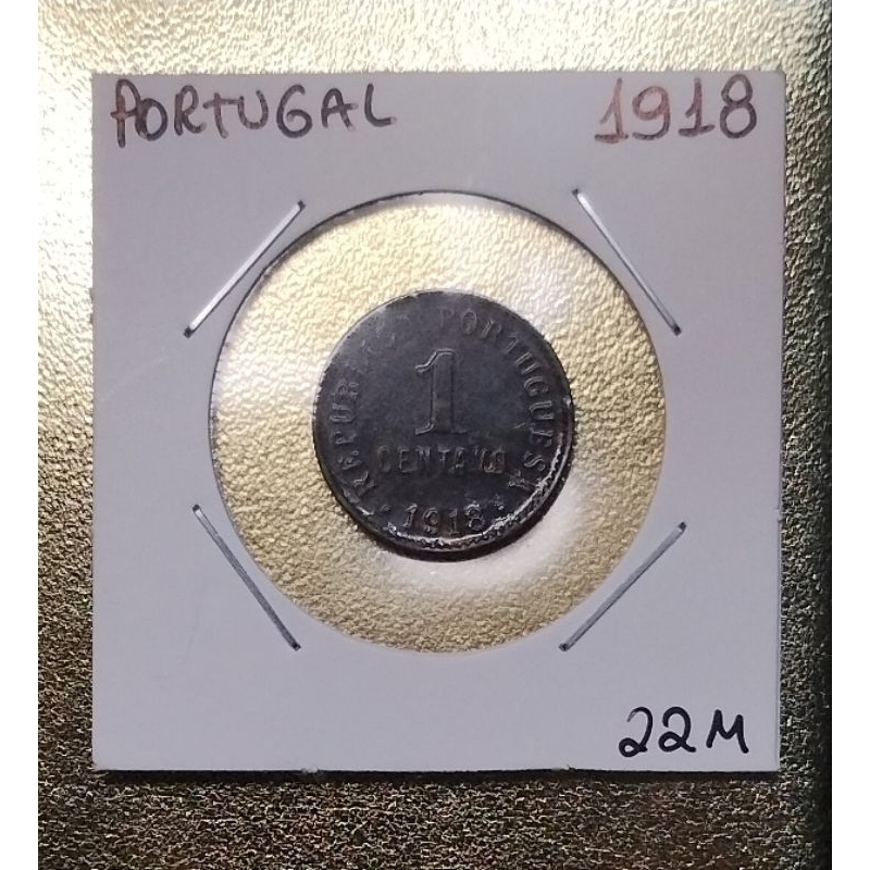 Moeda como mais de 100 anos ,Portugal, 1 centavo, 1918 , muito bem conservada.