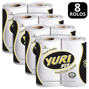 Kit com 08 Rolos de Papel Toalha Branco Yuri Fit para Cozinha Alta Absorção, Resistência em Oferta na Shopee