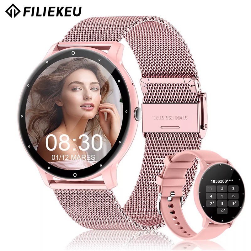 FLK Relógio Smartwatch Chamadas Bluetooth Frequência Cardíaca à prova d'água Smartwatch Relogio