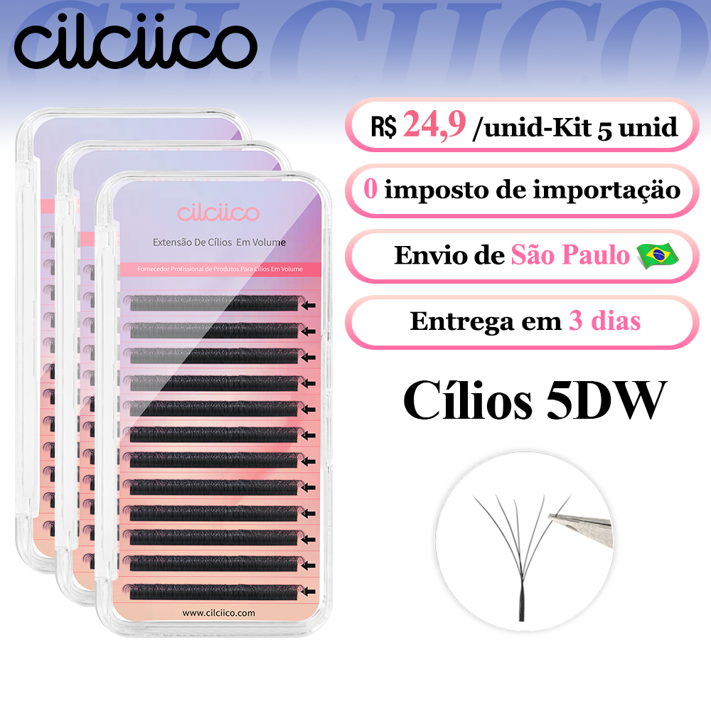 Cilciico Cílios 5D W 0.07D Volume Brasileiro Kit 4 CX Atacado Envio de SP Premade Fans Luxo Natural em Oferta na Shopee