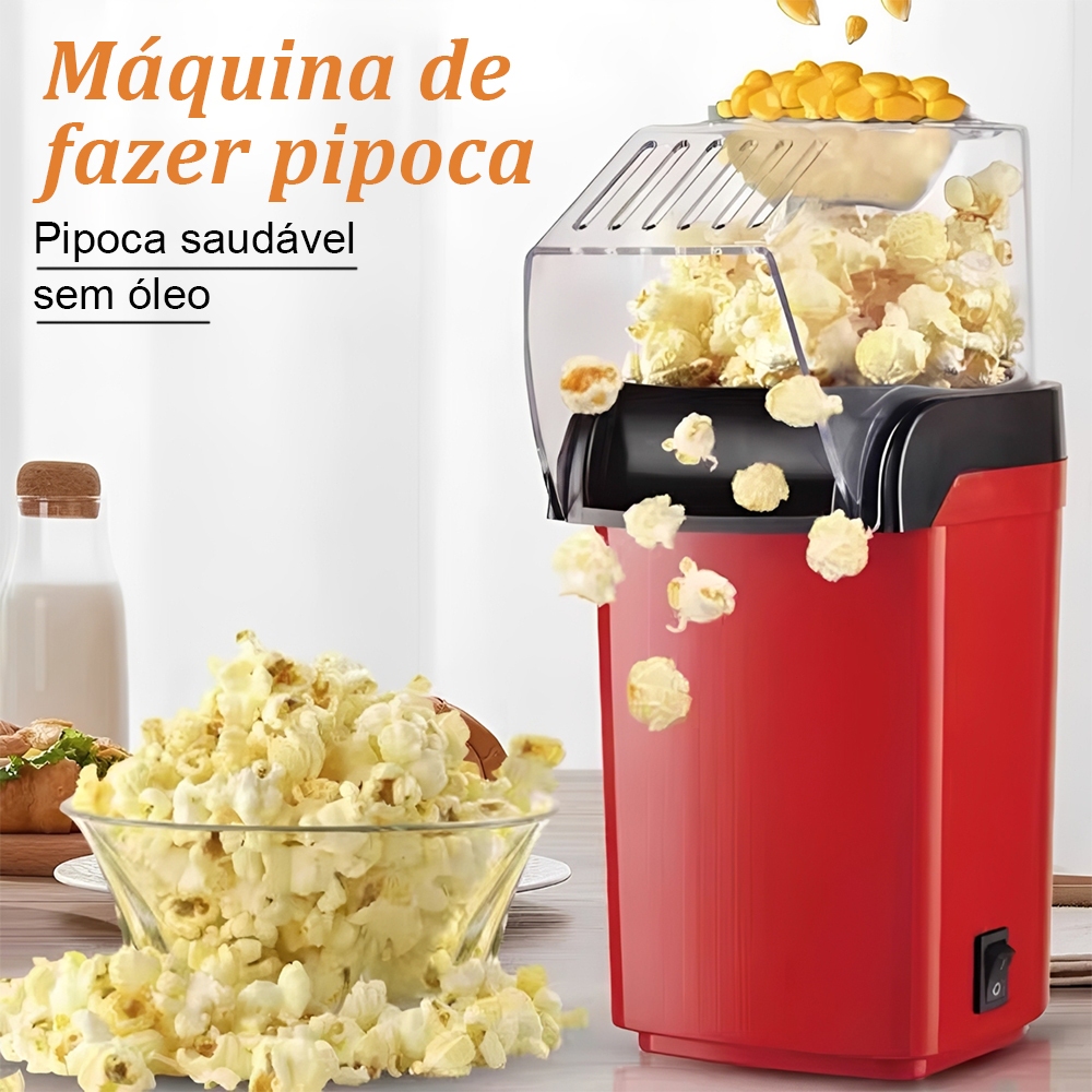 Mini Pipoqueira Elétrica Ar Quente – Nova Versão – Máquina de Fazer Pipoca Sem Óleo – 110V