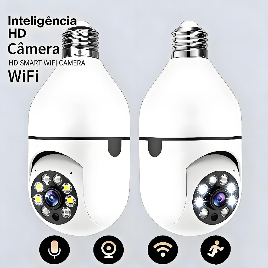 Kit 2 Câmeras de Segurança Externa com Lâmpada - Visão Noturna Infravermelho, WiFi 2.4G, Bivolt G4