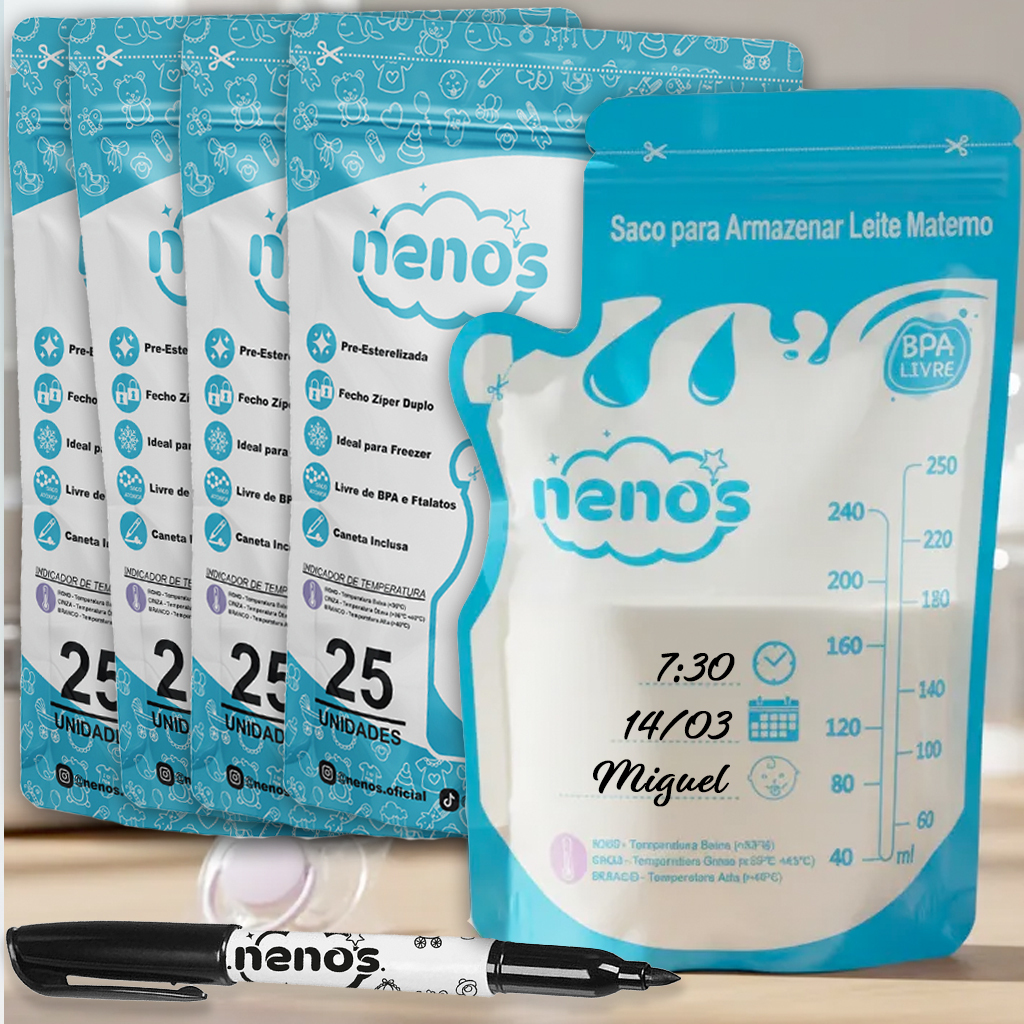 100 Sacos Para Armazenar Leite Materno de 250ml - NENOS em Oferta na Shopee