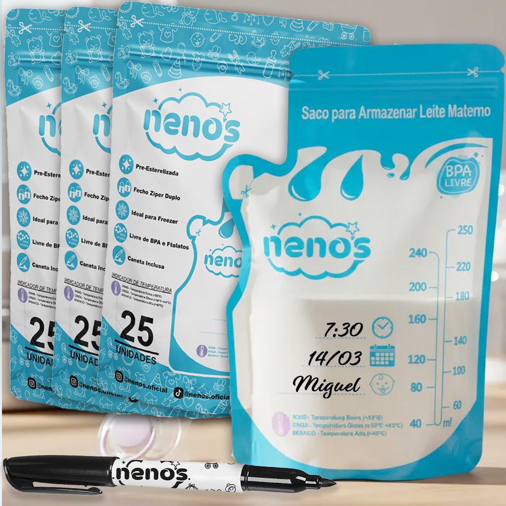 75 Sacos Para Armazenar Leite Materno de 250ml - NENOS em Oferta na Shopee