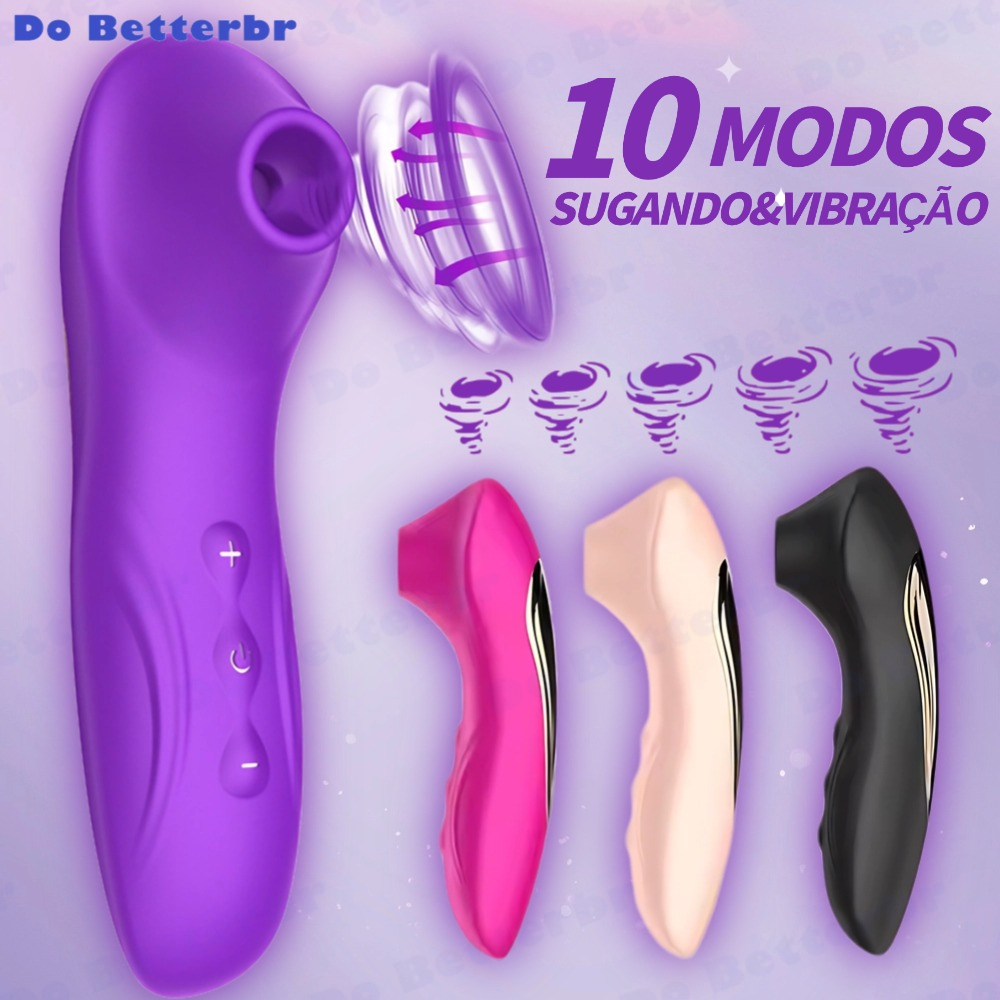Vibrador Estimulador Sugador de Clitóris e Mamilo Recarregável 10 frequências SUC-01
