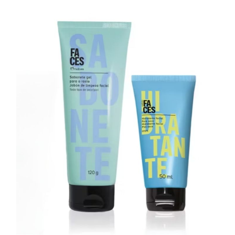 Combo Gel de Limpeza Facial 120g e Hidratante Facial Faces para Peles Secas 50ml