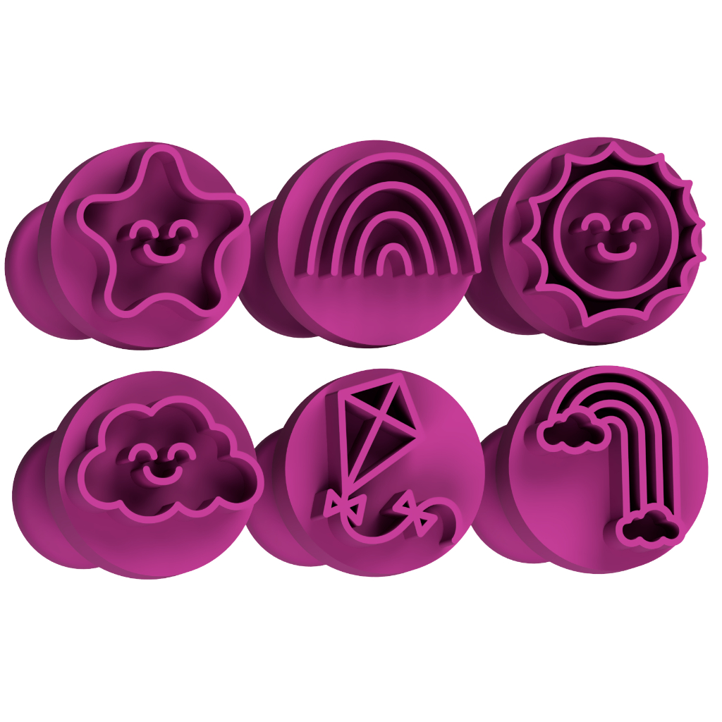 Kit 6 Carimbos para Doces 365 Sorrisos Sol Nuvem Arcoíris Estrela Brigadeiros Confeitaria em Oferta na Shopee