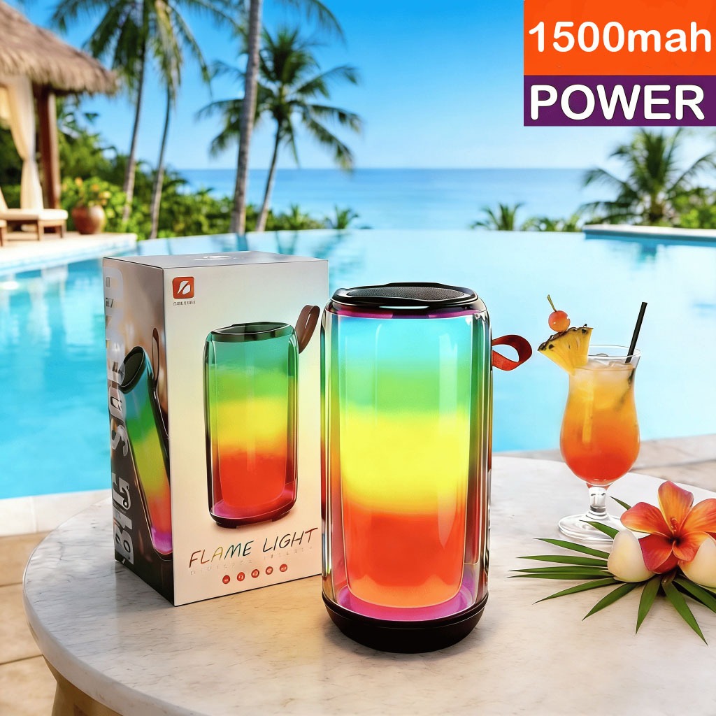 Caixa de Som Bluetooth Portátil Potente 1500mah LED RGB TWS FM USB/SD Estéreo para Festa Praia