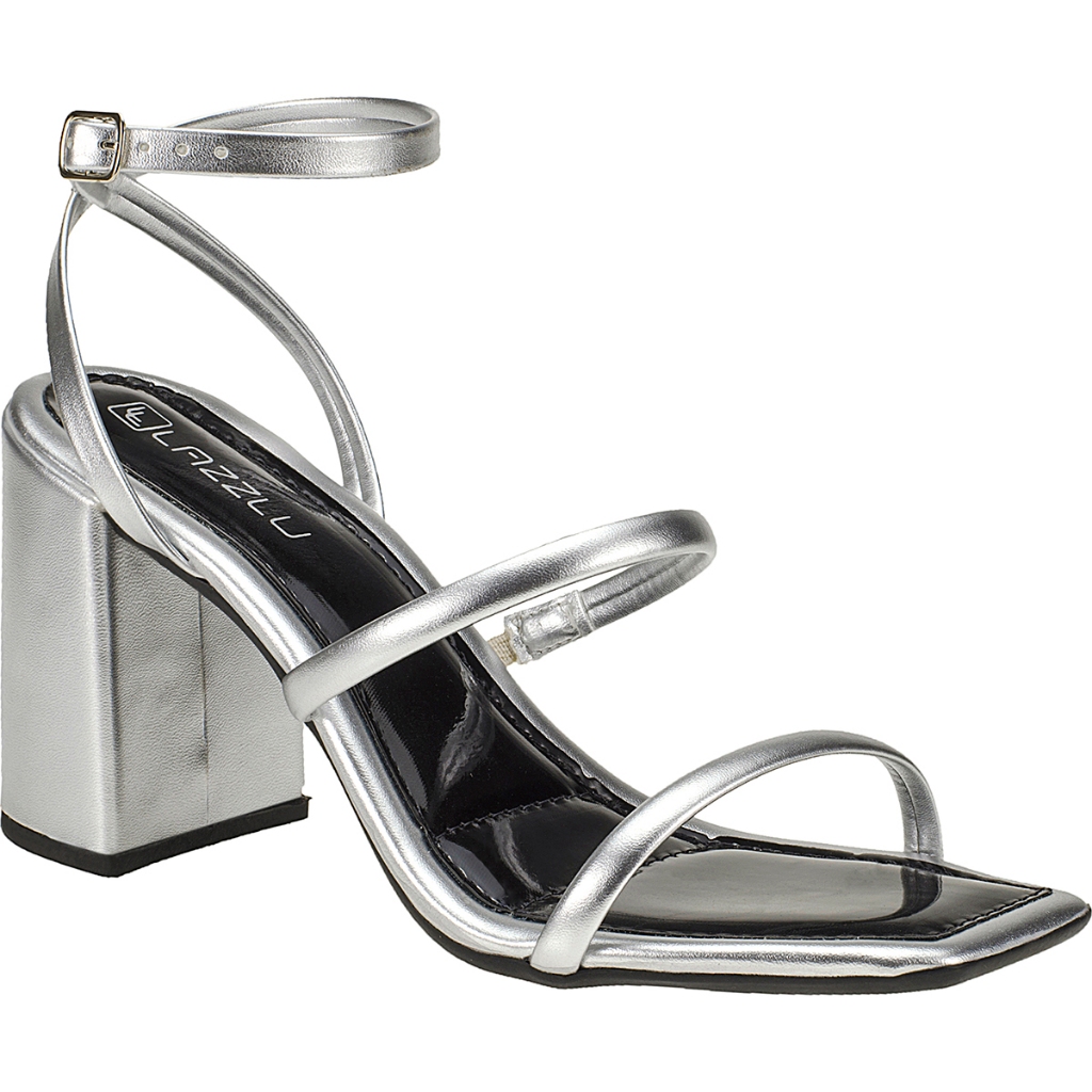 Sandália Feminina Salto Quadrado Bloco Grosso Brilho Lazzlu em Oferta na Shopee
