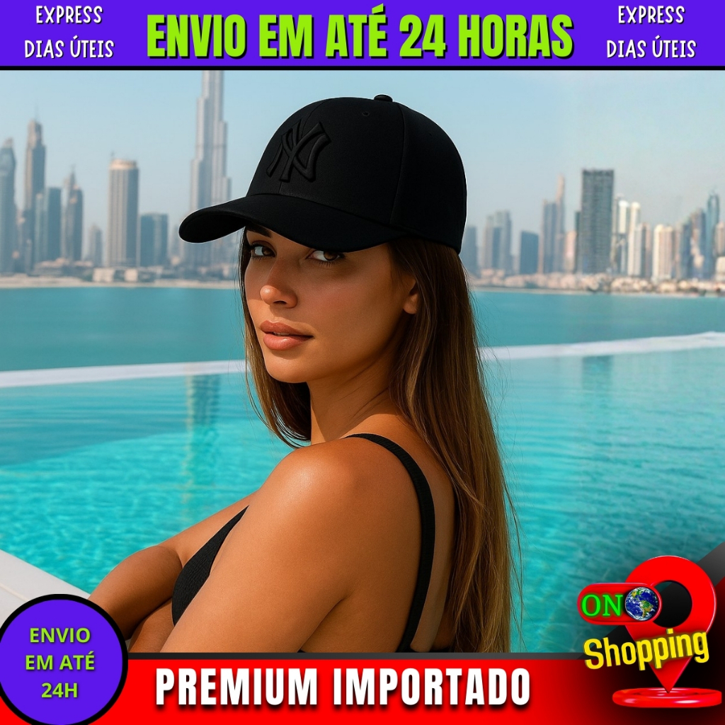 Boné NY New York | Aba Curva Premium Fitão Ajustável Bordado Unissex