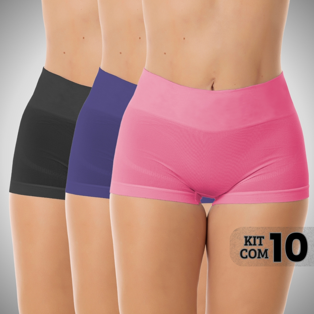 Kit 10 Calcinha Cueca Box Shortinho Sem Costura Ajuste Perfeito Com Elasticidade