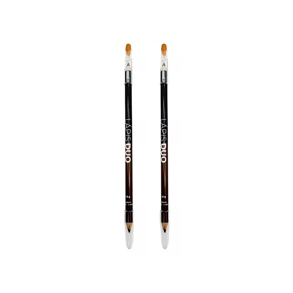 Lápis para Olhos Duo Preto e Marrom com Apontador Bella Femme 2 em 1 Macio Matte