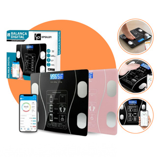 Balança digital App Inteligente Bioimpedância Monitor Corporal Peso Gordura Massa Muscular Bluetooth Academia 140kg em Oferta na Shopee