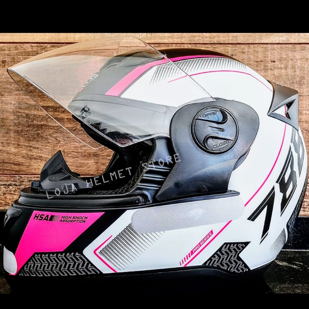 Capacete Feminino Fechado Cor de Rosa com Branco Modelo Evolution G6 Series Pro Tork em Oferta na Shopee