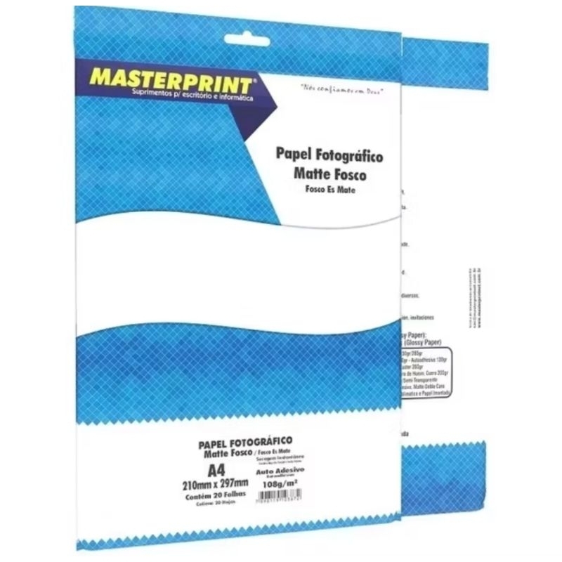 Papel Fotográfico Matte 108g 200 Folhas A4 Masterprint Cor Branco