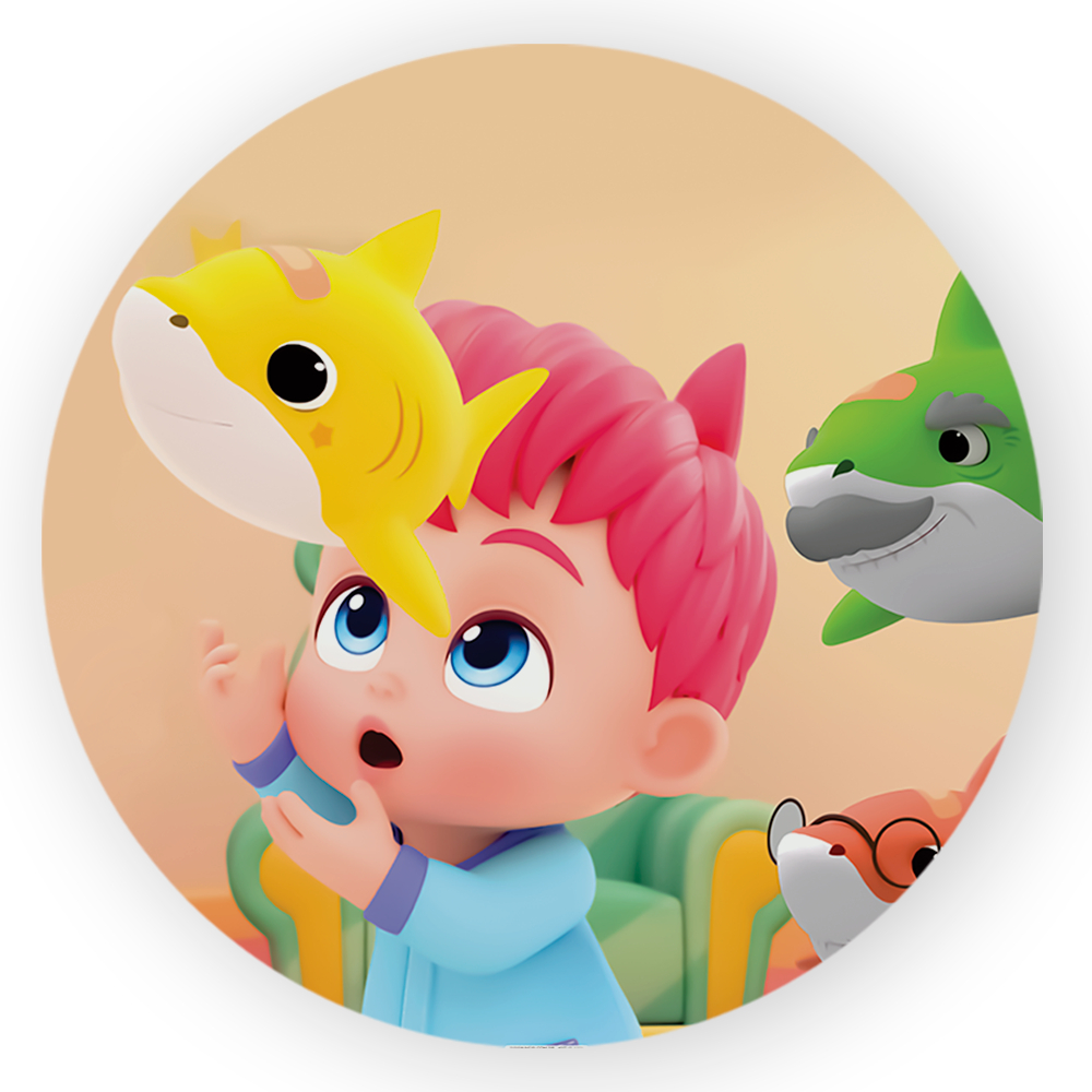 Capa Painel  Mini 50x50 Festa Infantil Tema Bebê Finn Baby Shark Sublimado Lançamento Bibi Paineis