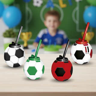 Kit Copos Bolinha de Futebol 300ml Coloridos Lembrancinha Festa Aniversário em Oferta na Shopee