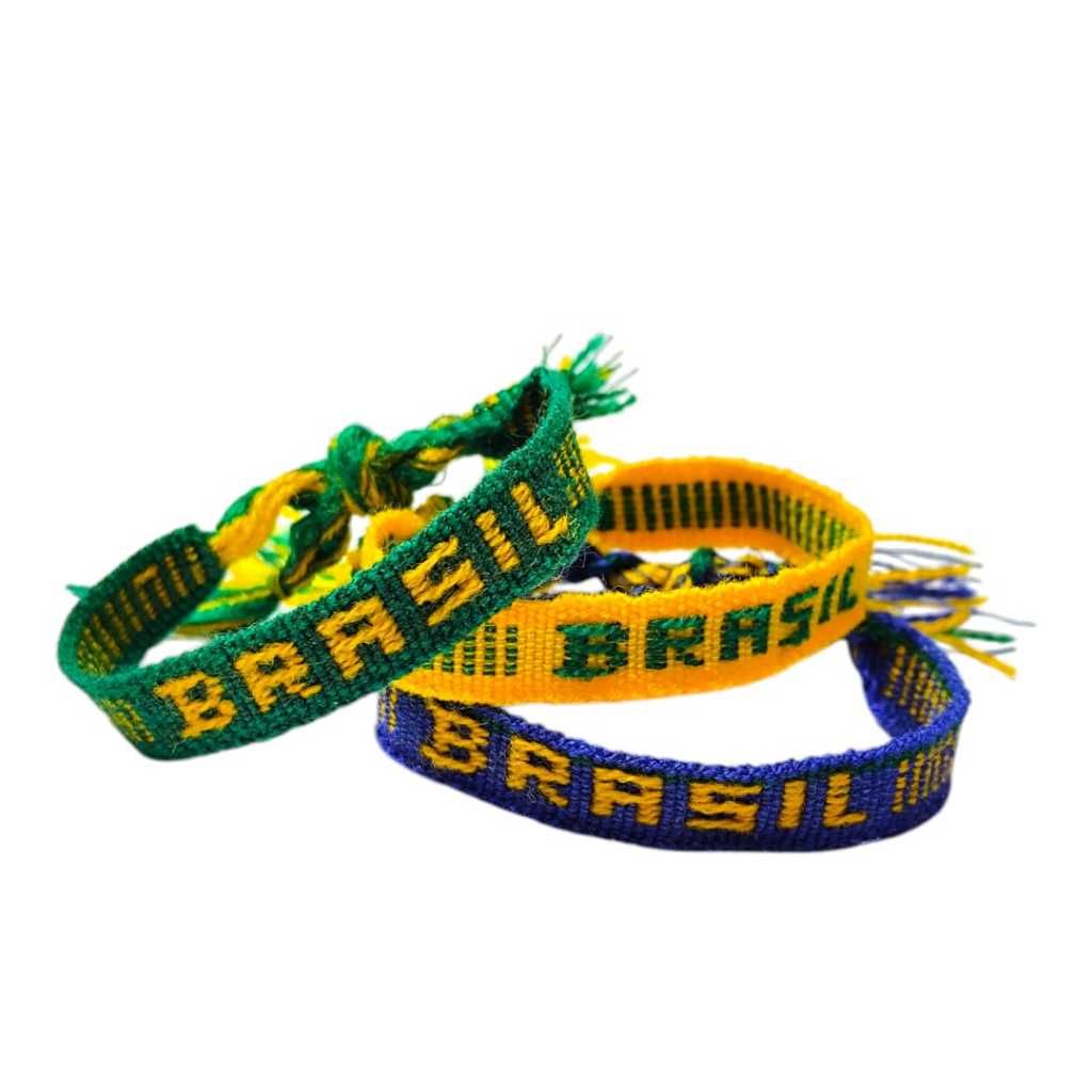 Kit 6 Unidades Pulseiras De Pano Do Brasil Copa Macramê Reggae Jamaica Hippie Praia em Oferta na Shopee