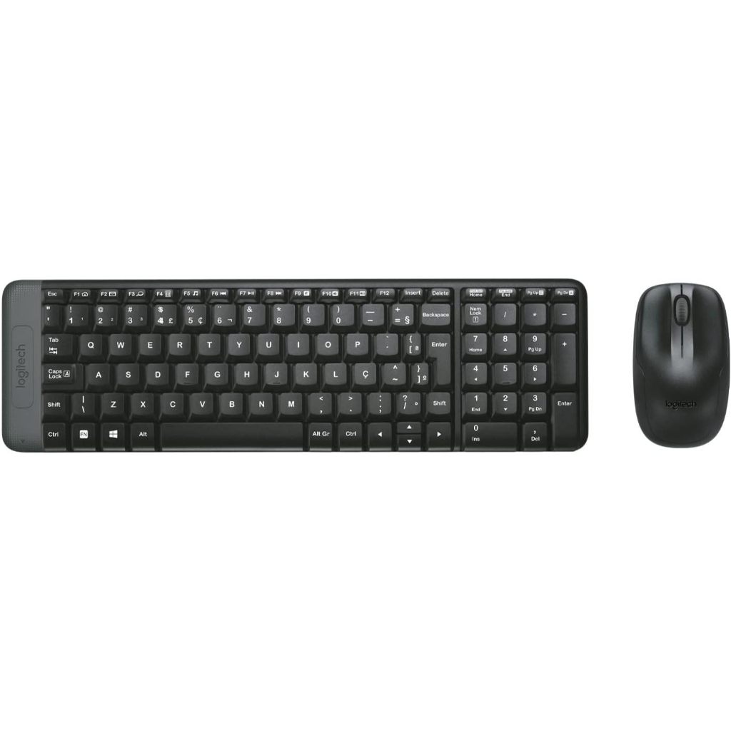 Combo Teclado E Mouse Logitech Mk220 Preto Compacto Wireless Usb Sem Fio ABNT2