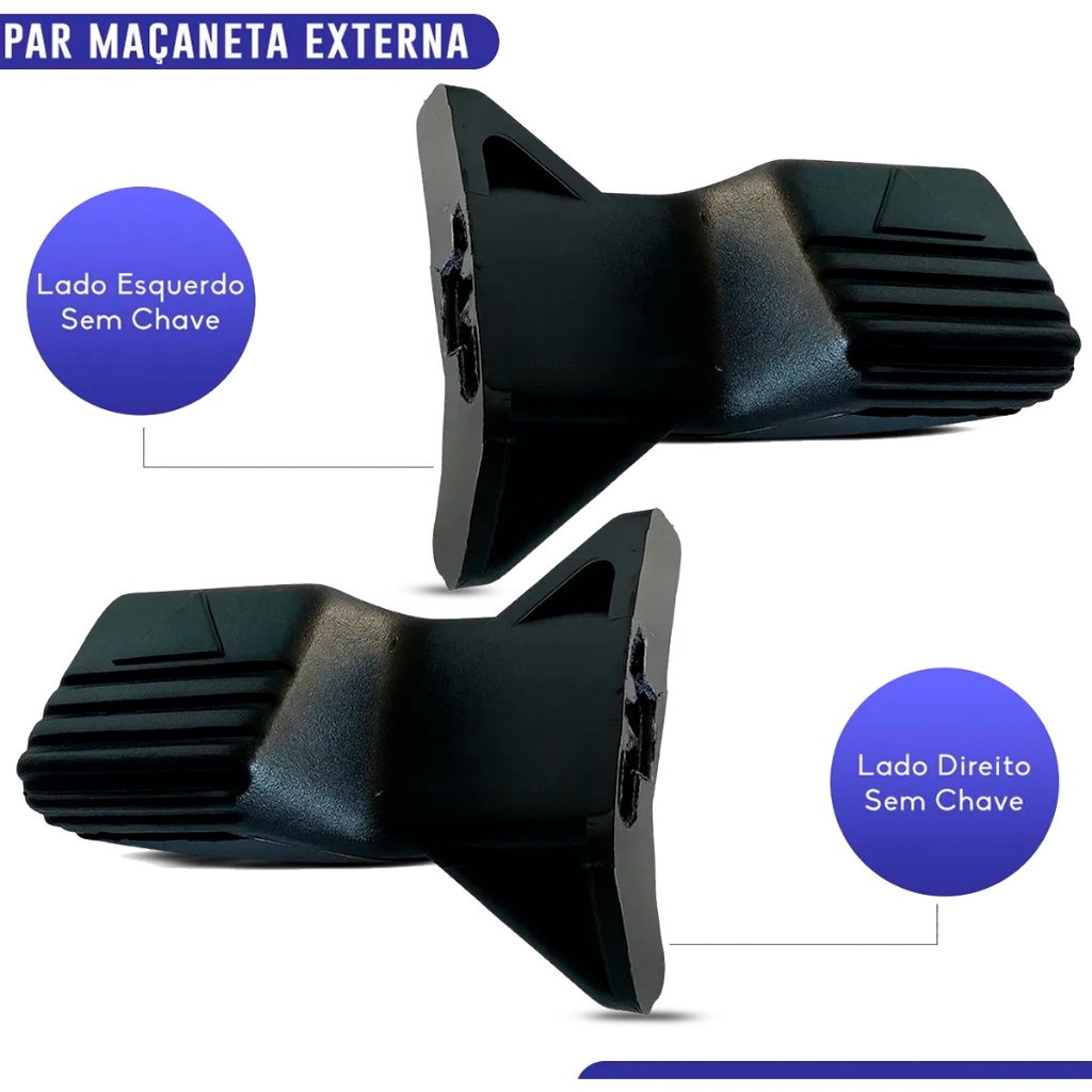 Par Maçaneta Externa Preto Uno Quadrado 2 Portas 1985 a 2013