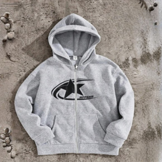 Blusa Moletom de Ziper Streetwear Star Urban Y2k Casual Unissex Despojada Flanelada em Oferta na Shopee