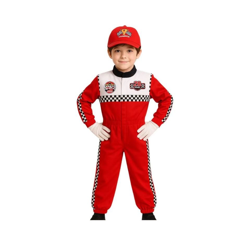 Fantasia Infantil Piloto De Corrida Vermelha Com Boné e Luvas em Oferta na Shopee