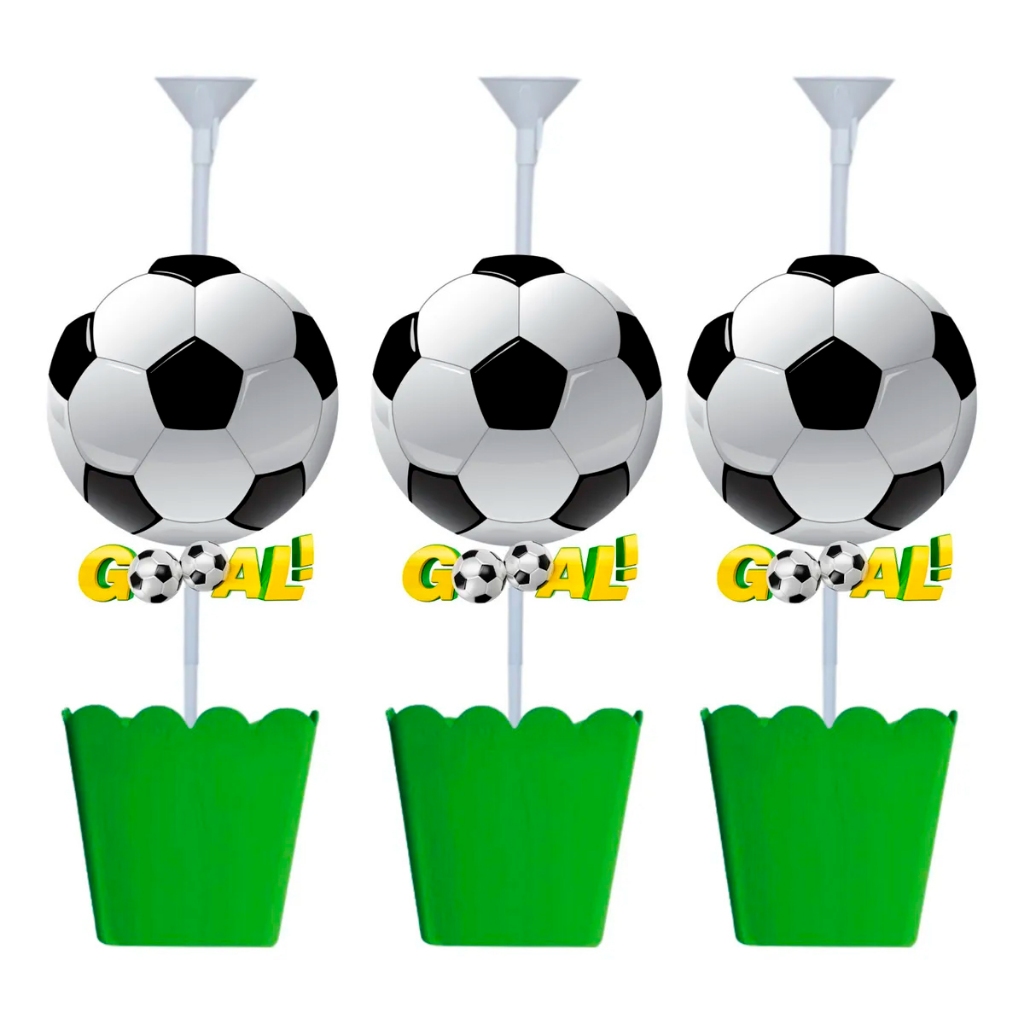 Kit 10 Centro De Mesa Tema Futebol Campo Festa Bola