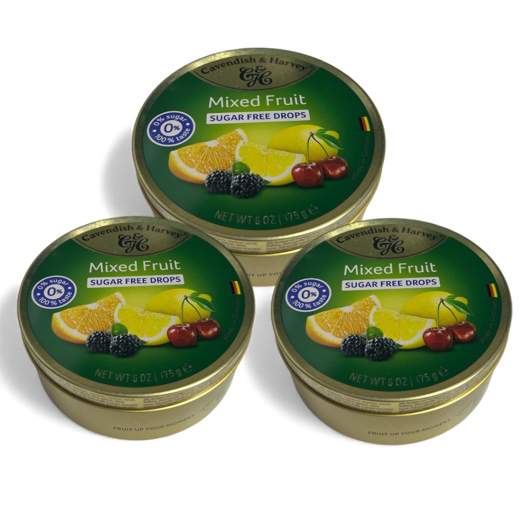 3x Bala Frutas Zero Açúcar Cavendish & Harvey Lata 175g