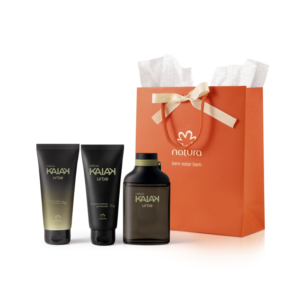 Natura Presente Natura Kaiak Urbe 3 Itens Perfume Kit Deo Colônia Gel para Barbear Gel pós-barba Homem