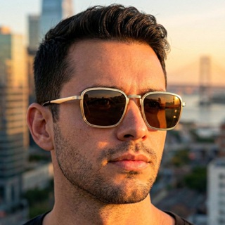 Óculos de Sol Masculino ILOOK Quadrado Metal Elegante Preto Armação Resistente UV400 em Oferta na Shopee