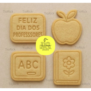 kit 4 cortador/marcador tema dia dos professorespara biscoitos e pasta americana em Oferta na Shopee