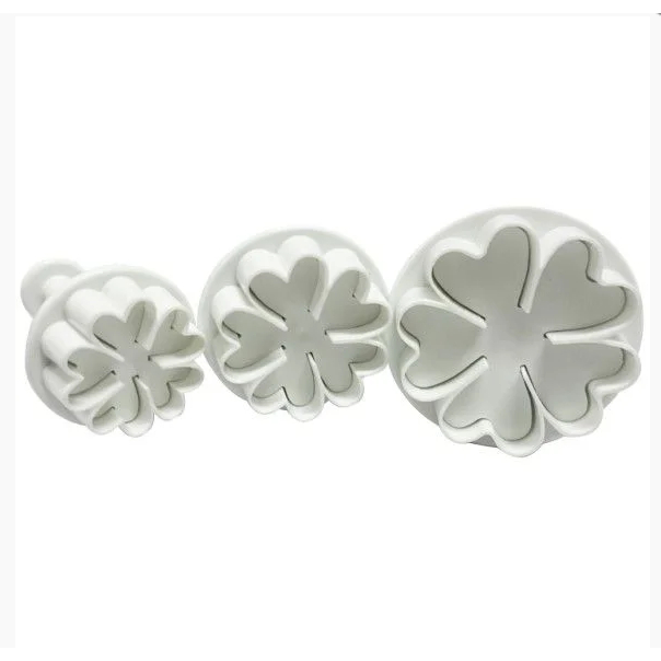 Kit cortador ejetor flor trevo e mini peonia para doces c/03pcs