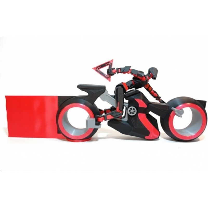 Moto de Luz Ares + Dummy 13 Tron + Aro de Luz + Rastro Luminoso Diversas Cores Boneco Articulado Colecionável