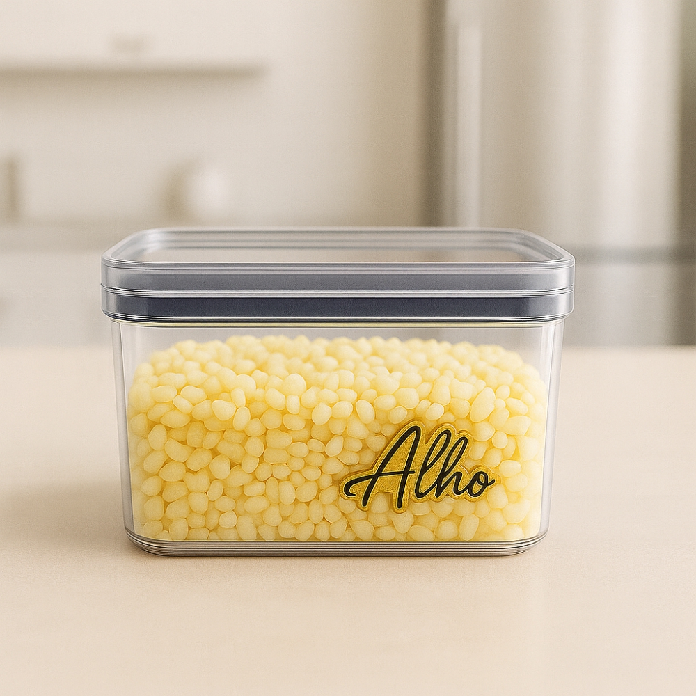 Porta alho - pote para alho - porta cebola - molho de tomate - cozinha - porta tempero - hermético adesivo DOURADO