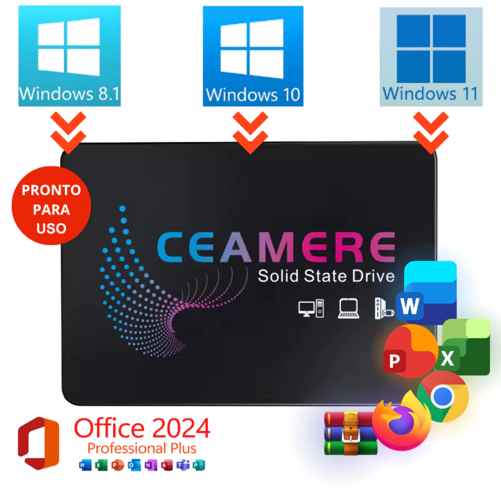 SSD 128GB Windows 10 / 11/ 8.1 + Office + Chrome + Firefox + Winrar| Pronto Para Uso | Sata3