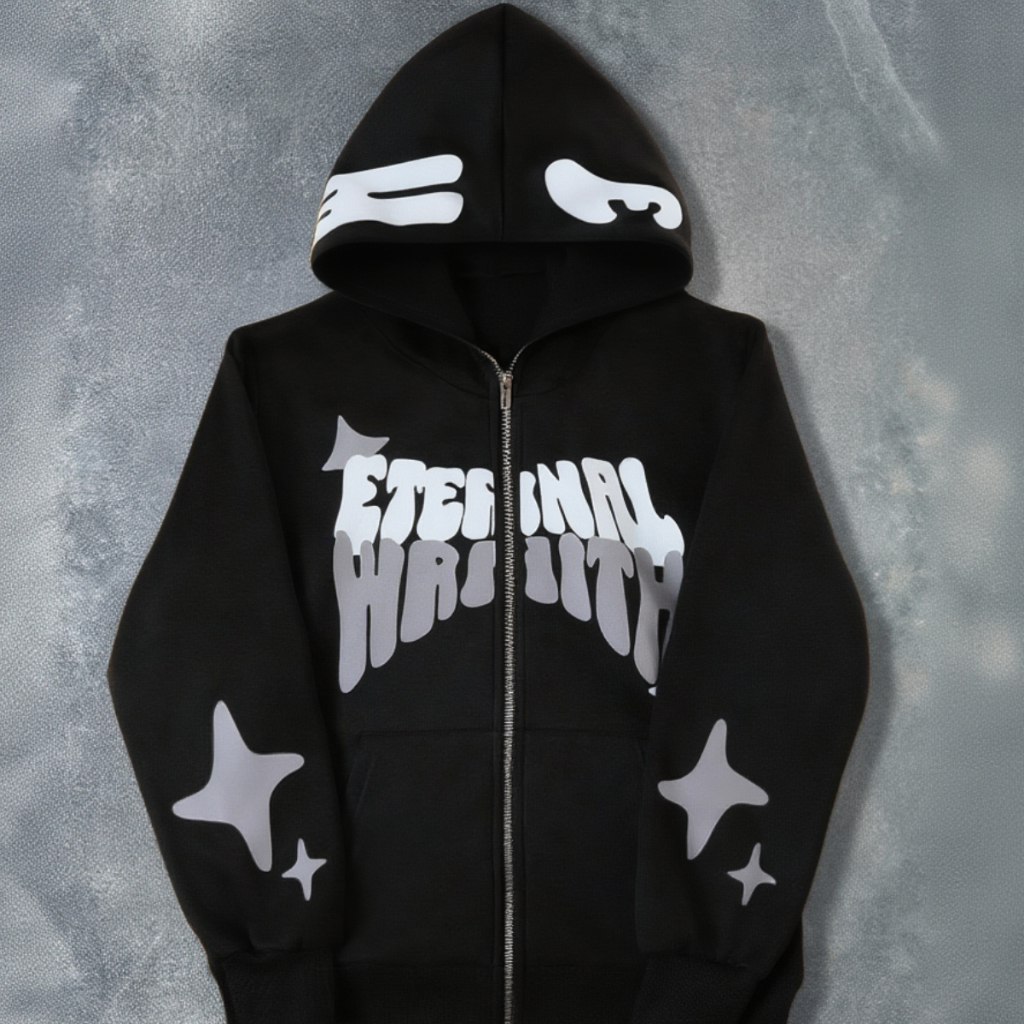 Blusa Moletom Jaquete Ziper Ajustavel Urbano Hábito Eterno Star Y2k Streetwear Unissex