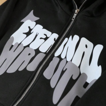 Blusa Moletom Jaquete Ziper Ajustavel Urbano Hábito Eterno Star Y2k Streetwear Unissex — imagem 2 de 2