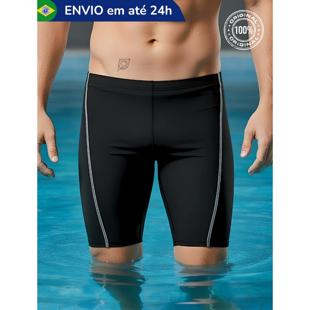 Bermuda de Natação Profissional Original HammerHead Xtra Life Elastano Preta Masculino Premium