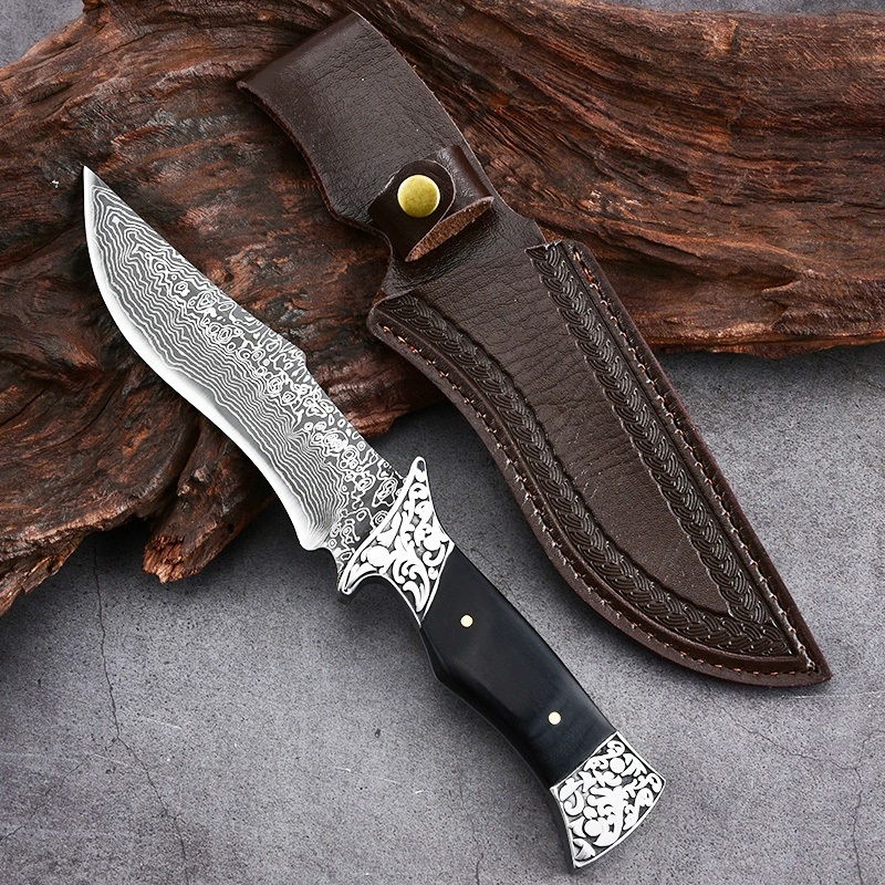 Faca Cozinha Aço Churrasco Caça Pesca Aço Inox Resistente Com Bainha Cabo Madeira Alta Qualidade