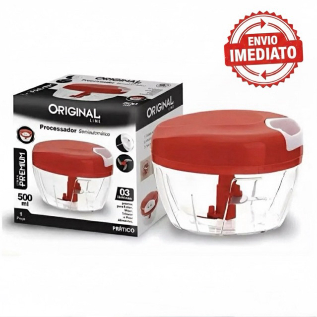 MINI PROCESSADOR E TRITURADOR DE ALIMENTOS MANUAL 3 LAMINAS 500ML em Oferta na Shopee